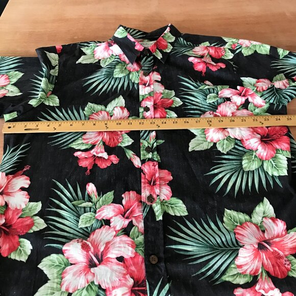Bishop Street Hawaiian Shirt Men XL Green Floral Button Up Pocket Short Sleeve - Picture 7 of 11